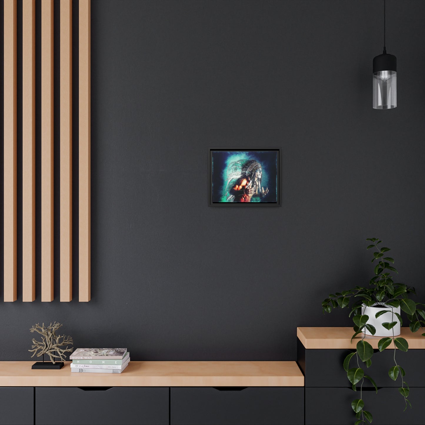 First Nation Man Matte Canvas, Black Frame