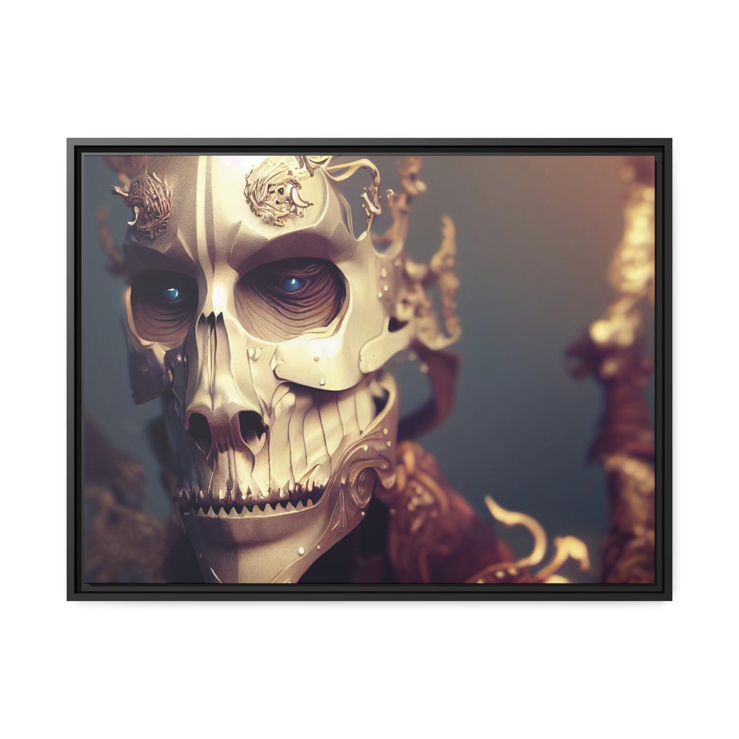 Skull AI Gen Matte Canvas, Black Frame