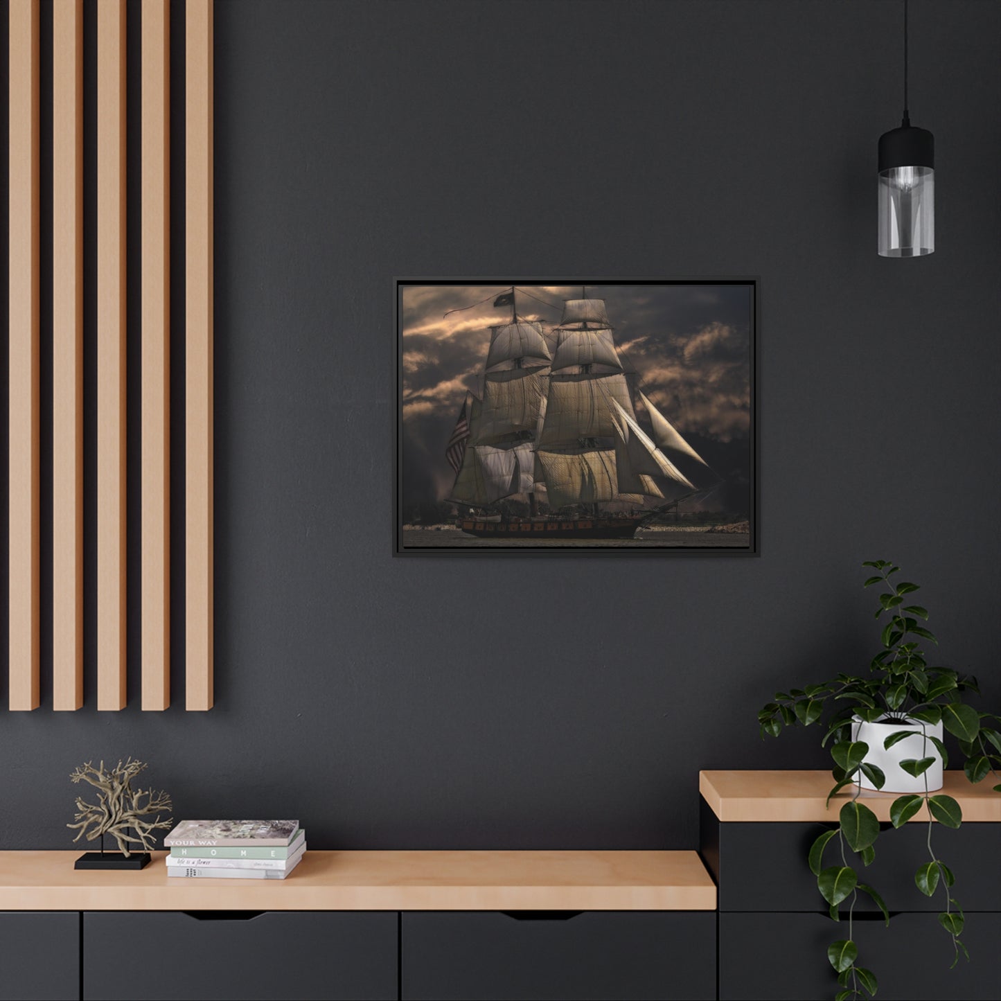 Sailing Ship Matte Canvas, Black Frame