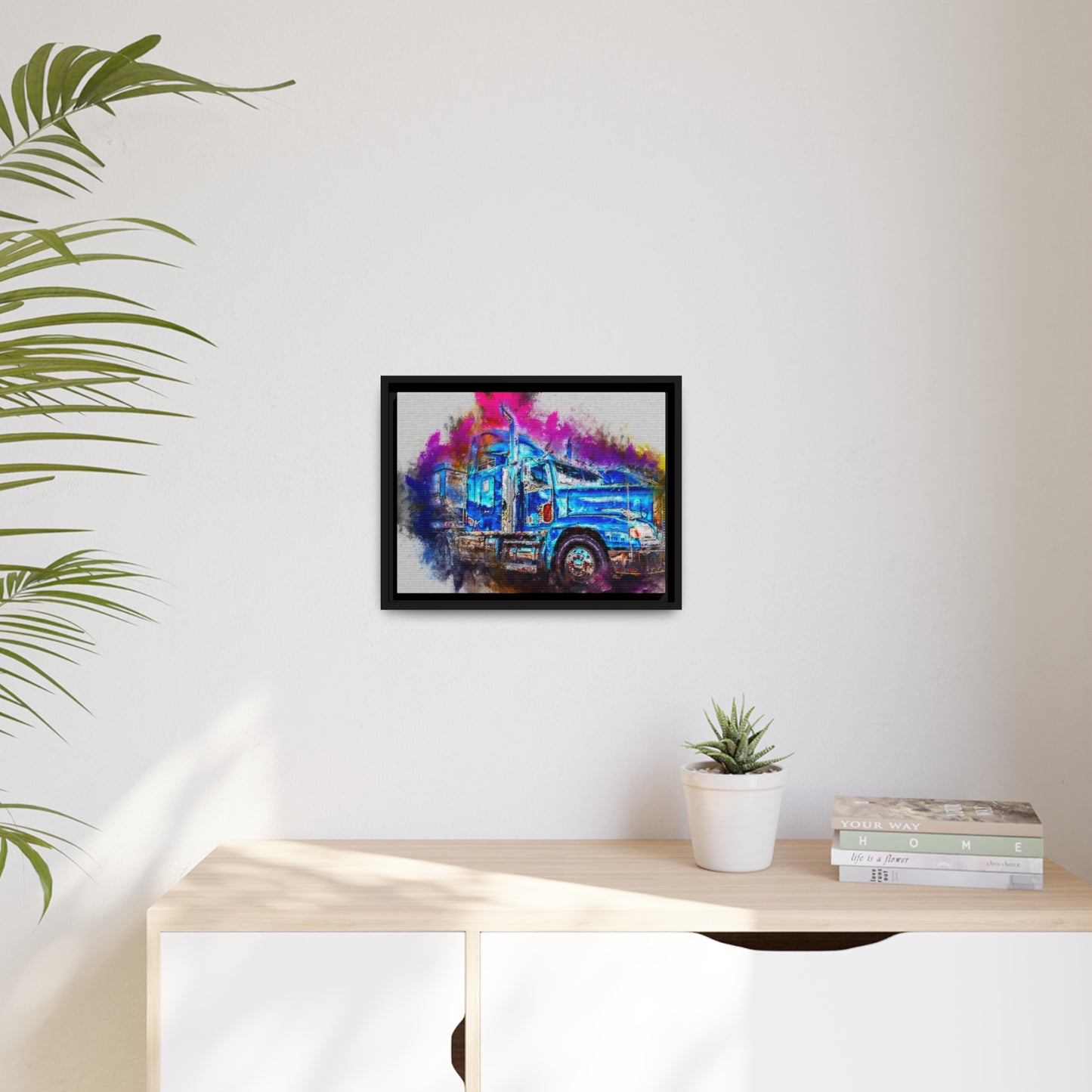 Truck AI Gen Matte Canvas, Black Frame