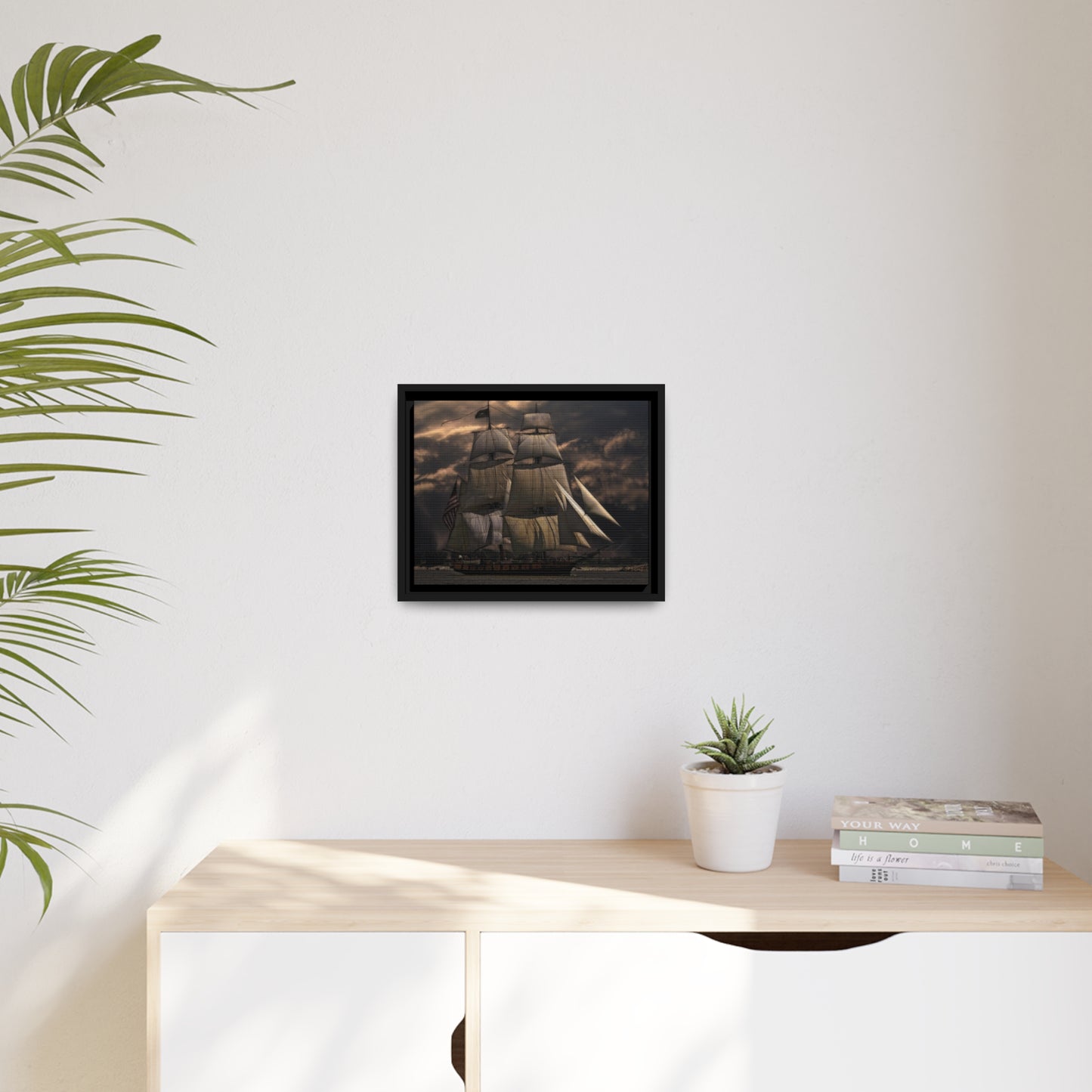 Sailing Ship Matte Canvas, Black Frame