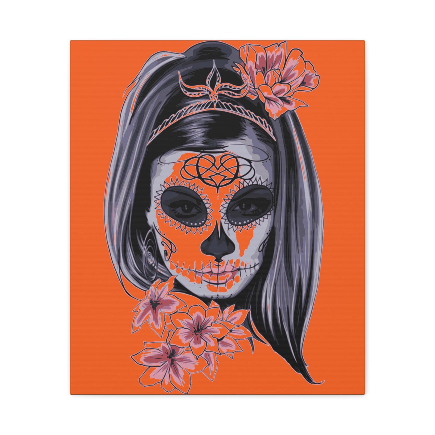 Lady Dead Mask Orange Matte Canvas, Stretched, 1.25"