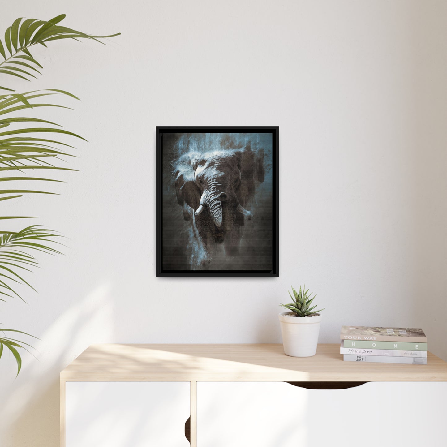 Elephant AI Gen Matte Canvas, Black Frame