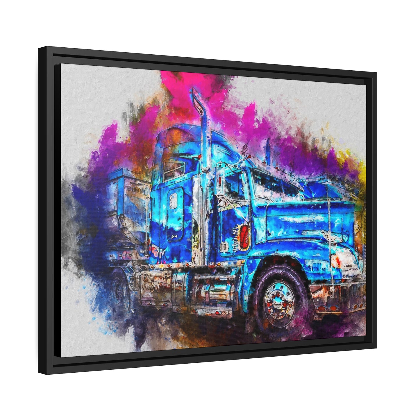 Truck AI Gen Matte Canvas, Black Frame