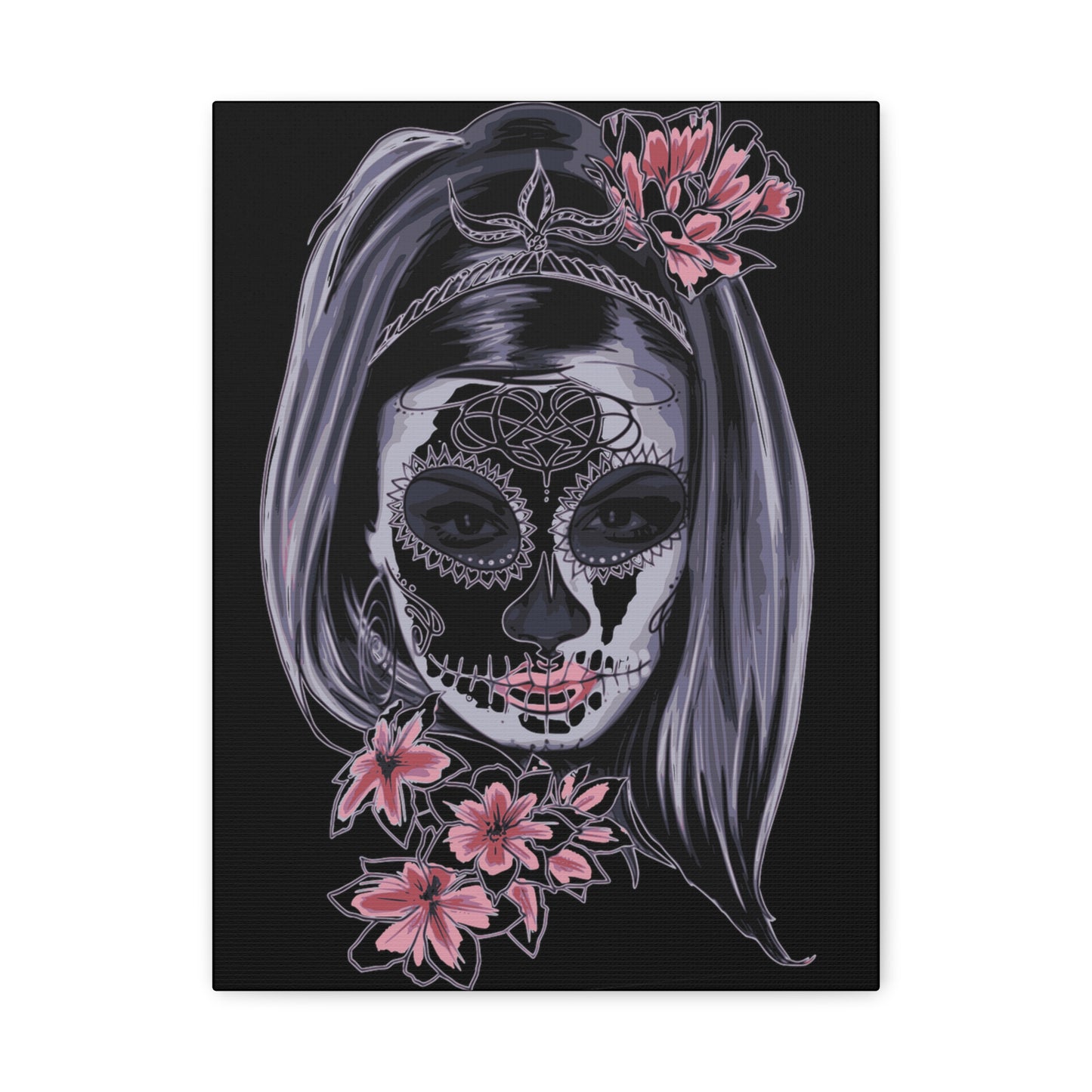 Lady Dead Mask Black Matte Canvas, Stretched, 1.25"