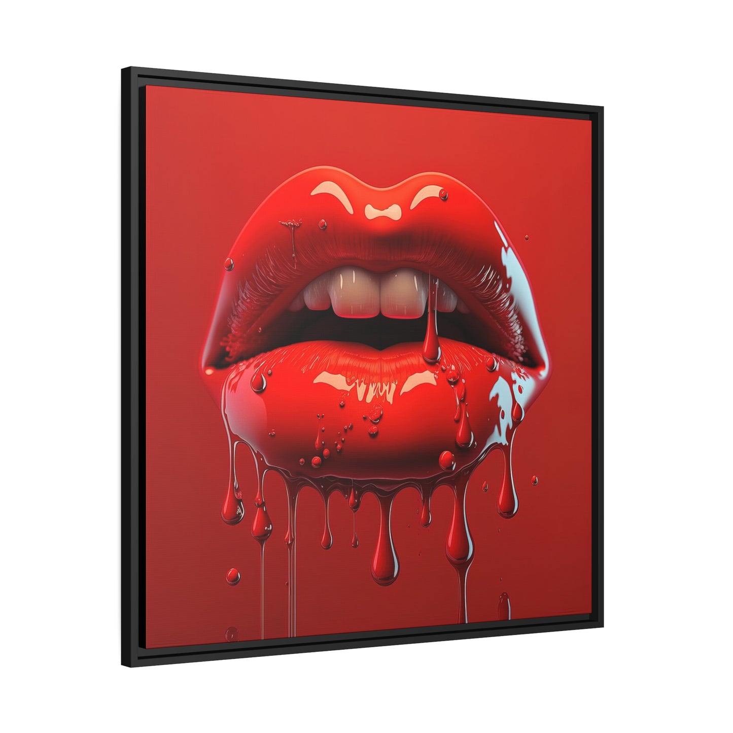 Bloody Lips Matte Canvas, Black Frame