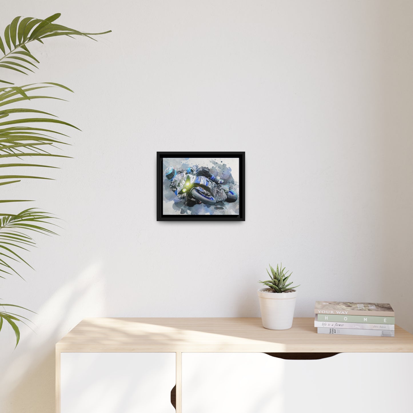 Motorcycle Race Matte Canvas, Black Frame
