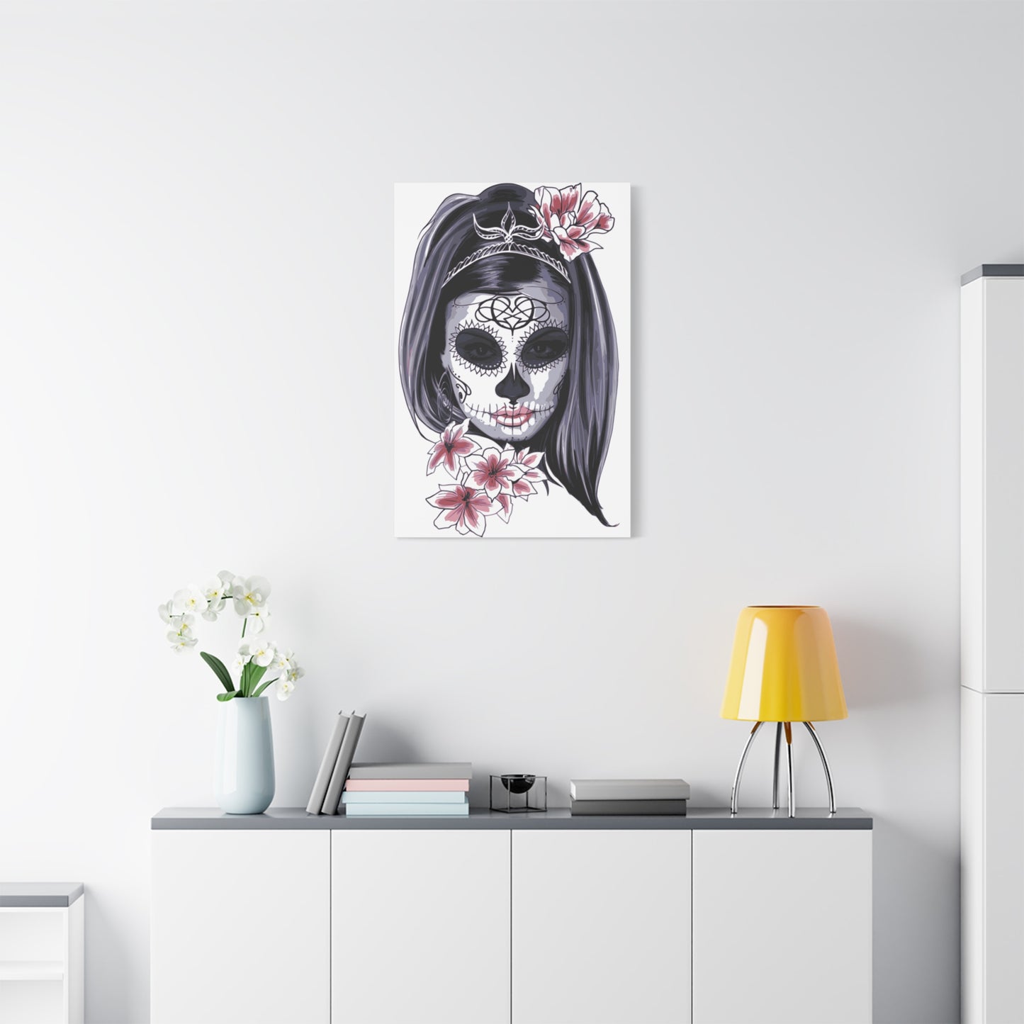 Lady Dead Mask White Matte Canvas, Stretched, 1.25"