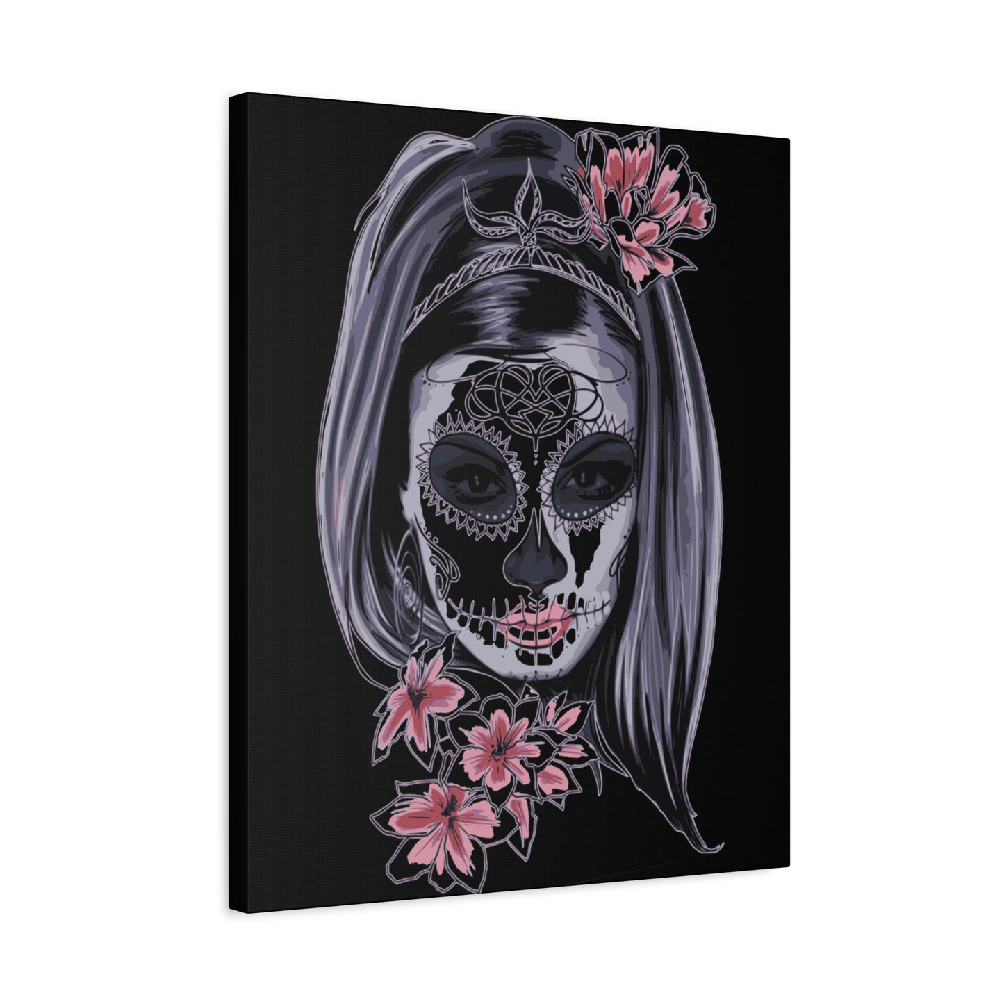 Lady Dead Mask Black Matte Canvas, Stretched, 1.25"