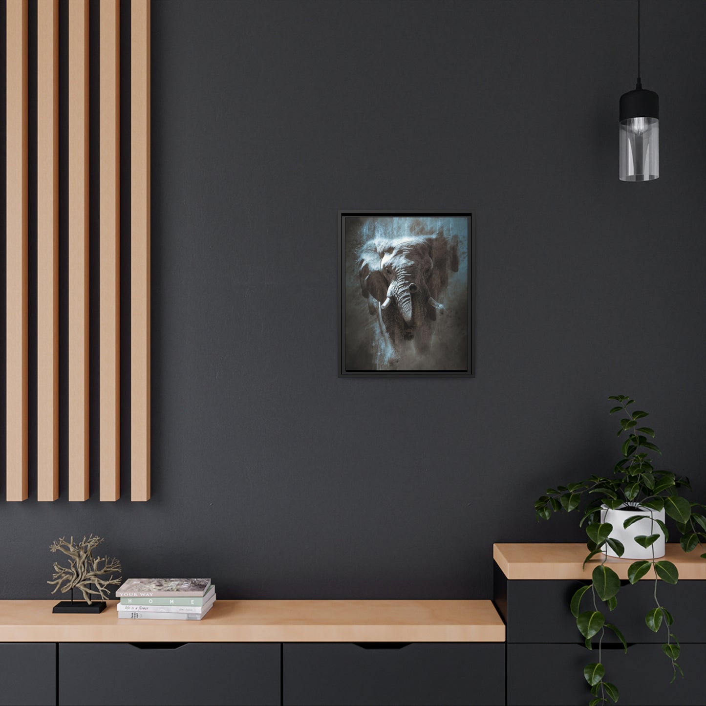Elephant AI Gen Matte Canvas, Black Frame