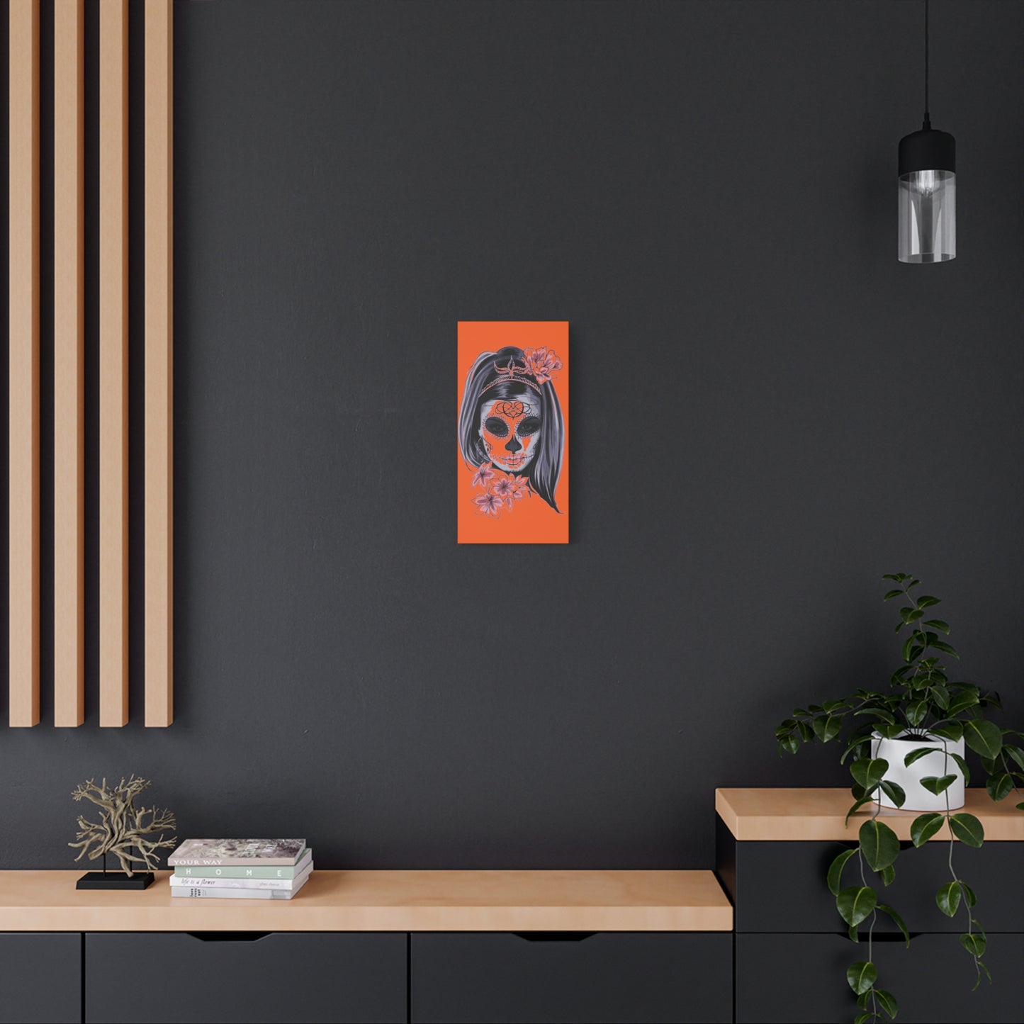 Lady Dead Mask Orange Matte Canvas, Stretched, 1.25"