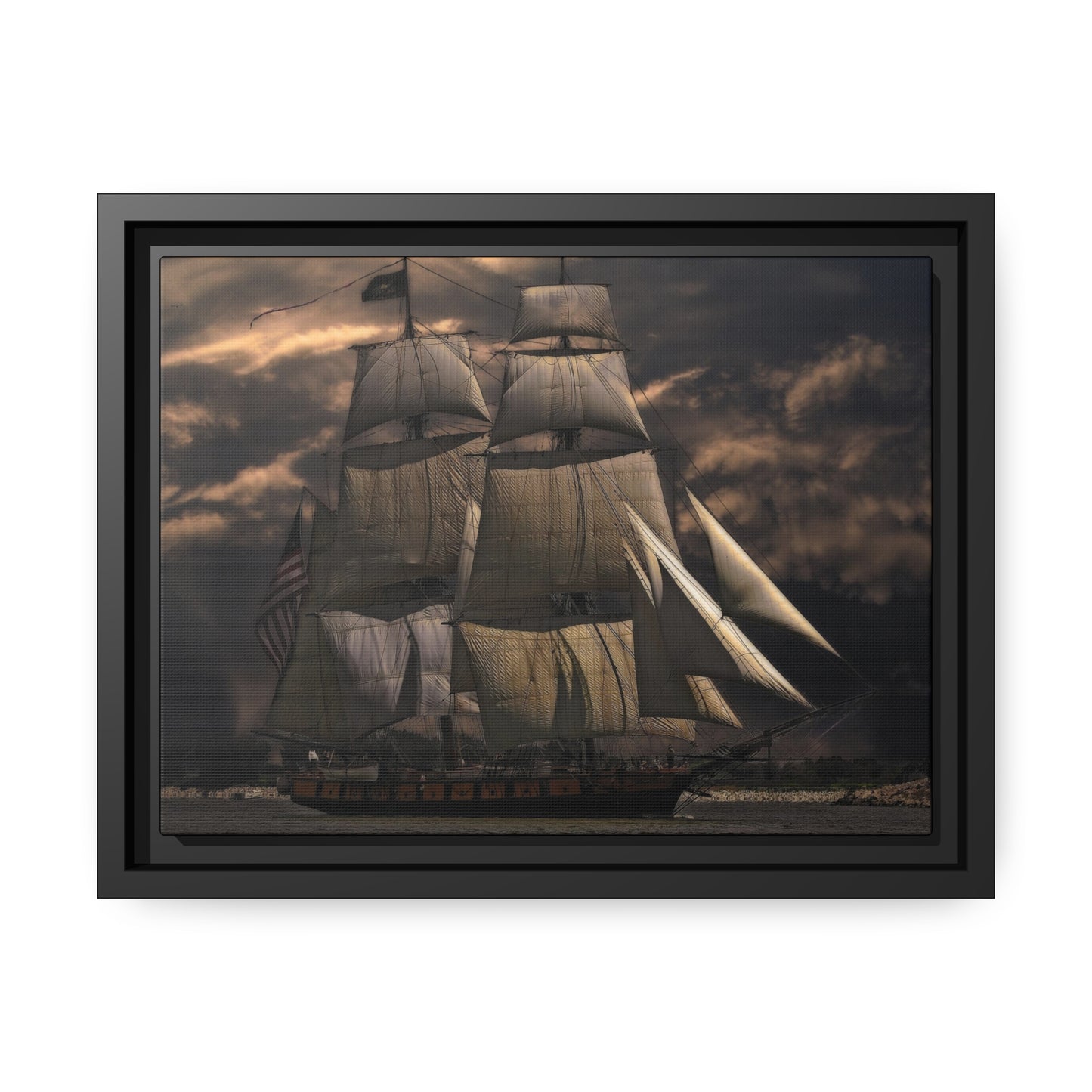 Sailing Ship Matte Canvas, Black Frame