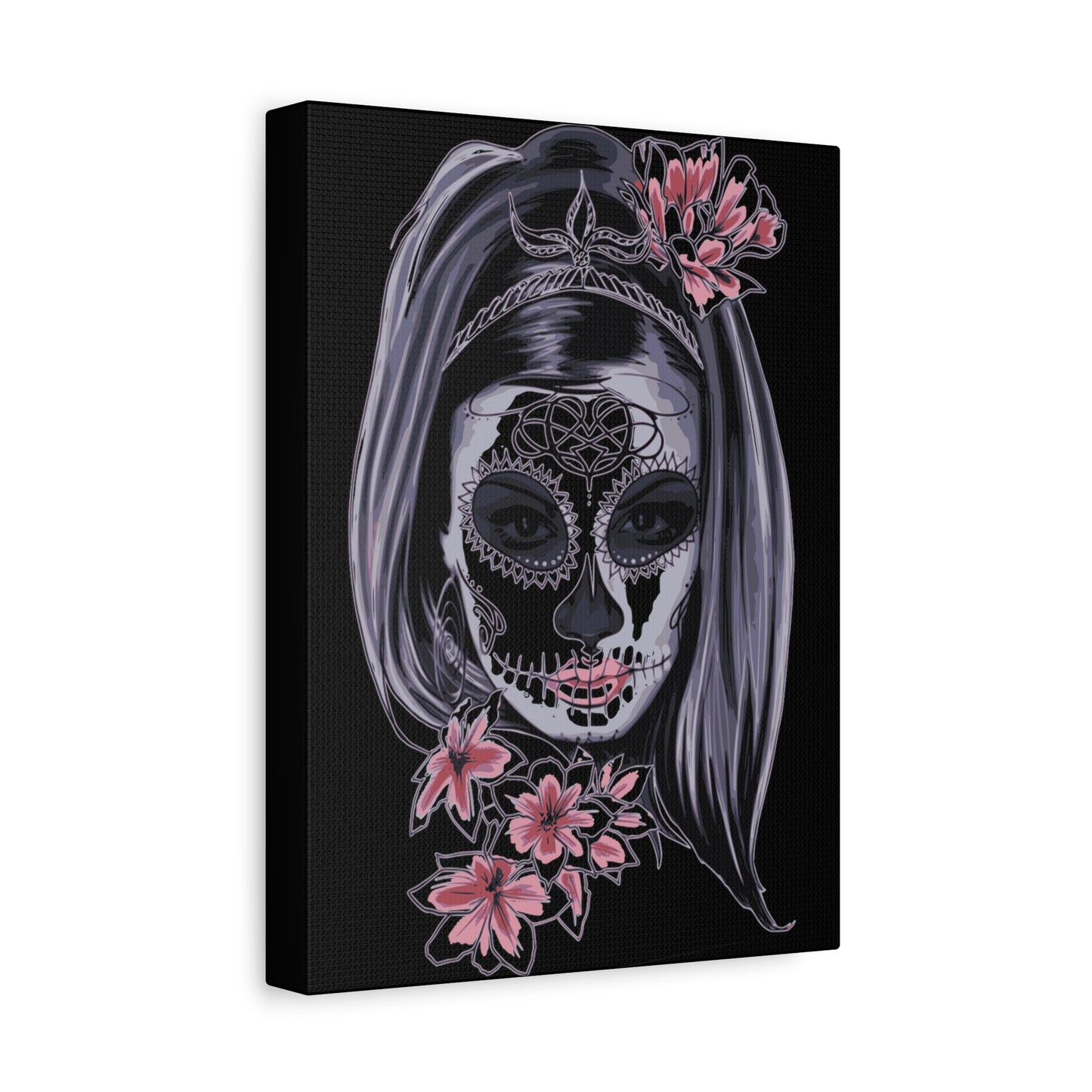 Lady Dead Mask Black Matte Canvas, Stretched, 1.25"