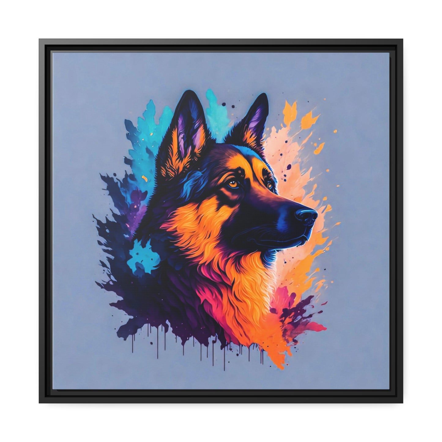 Shepherd Dog Matte Canvas, Black Frame