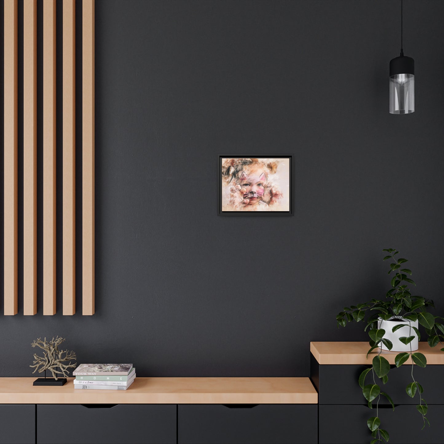 Baby Girl Cat Matte Canvas, Black Frame
