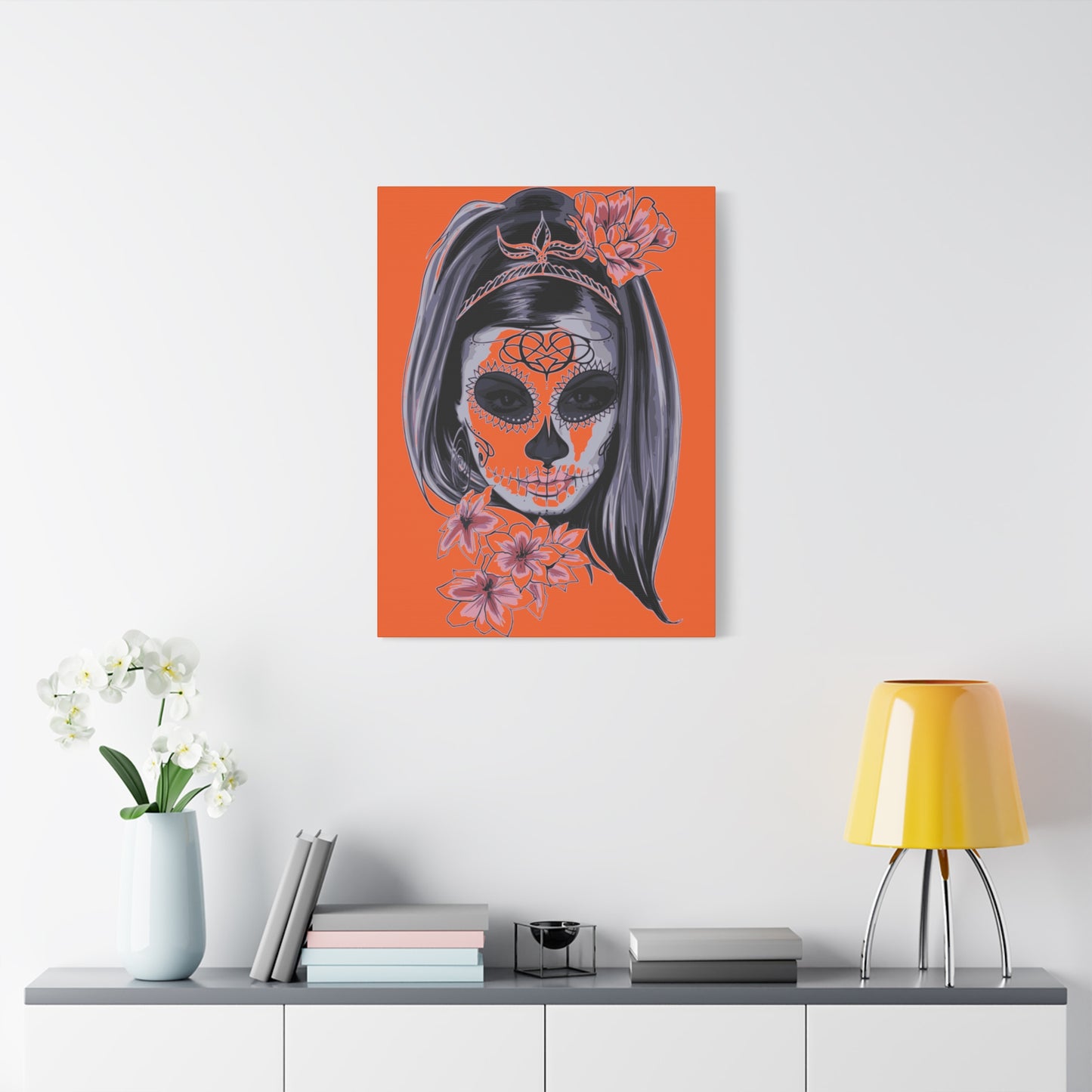 Lady Dead Mask Orange Matte Canvas, Stretched, 1.25"