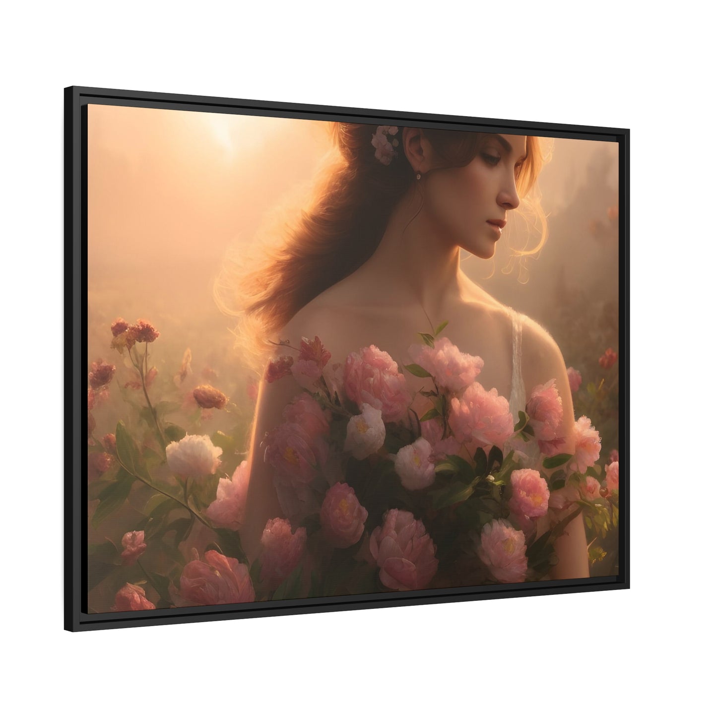 Women Roses Matte Canvas, Black Frame