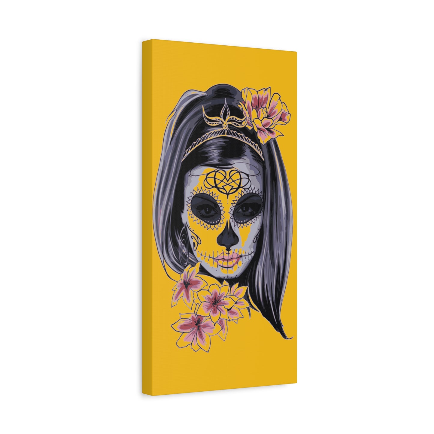 Lady Dead Mask Yellow Matte Canvas, Stretched, 1.25"