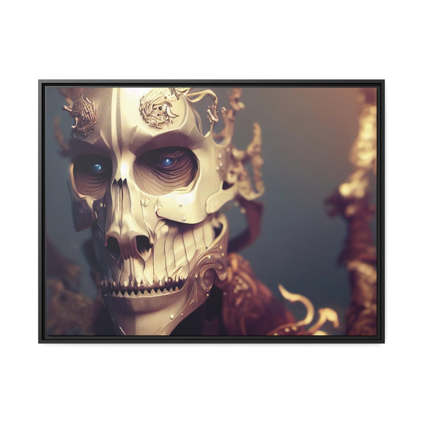 Skull AI Gen Matte Canvas, Black Frame
