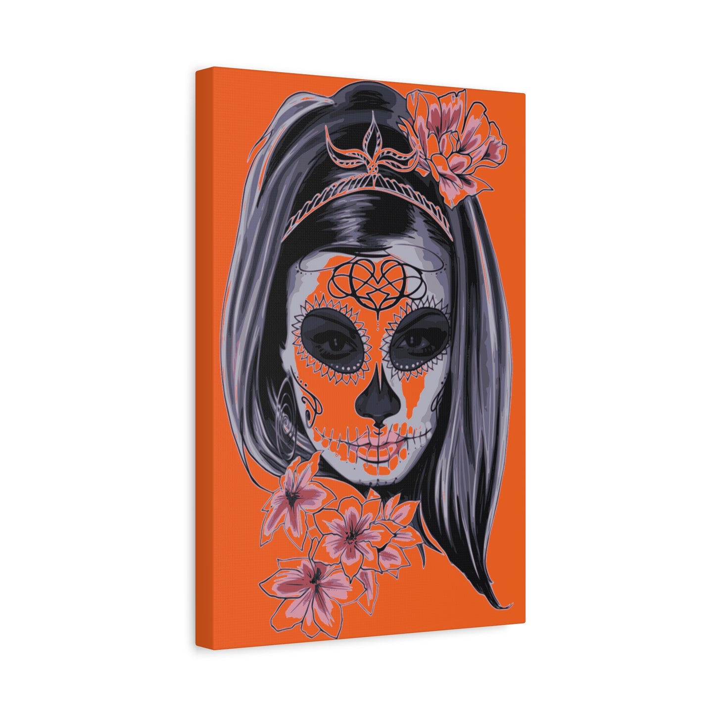 Lady Dead Mask Orange Matte Canvas, Stretched, 1.25"