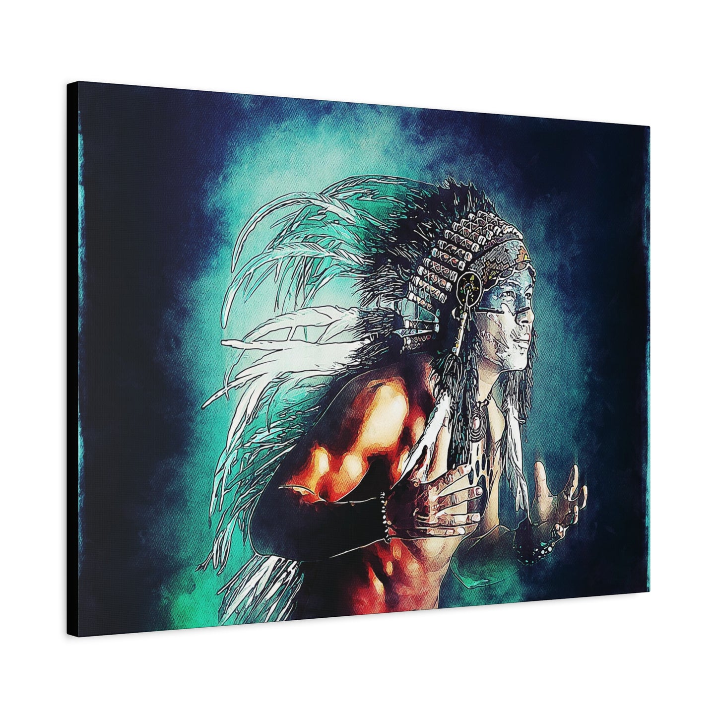 First Nation Man Matte Canvas, Stretched, 1.25"