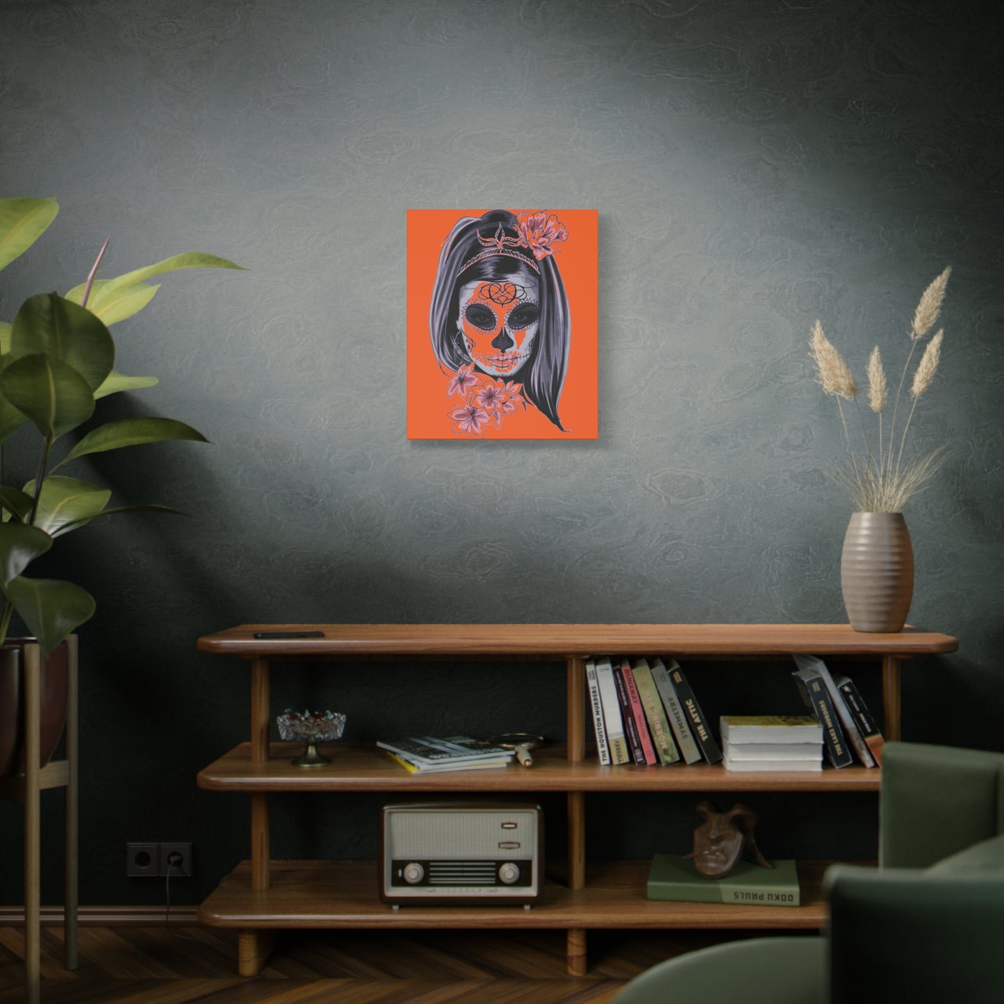 Lady Dead Mask Orange Matte Canvas, Stretched, 1.25"