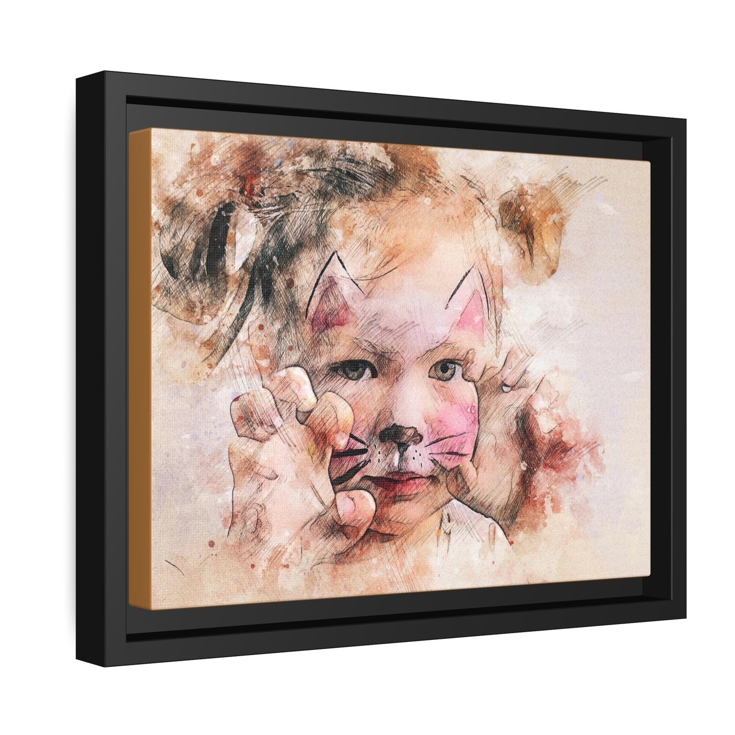 Baby Girl Cat Matte Canvas, Black Frame