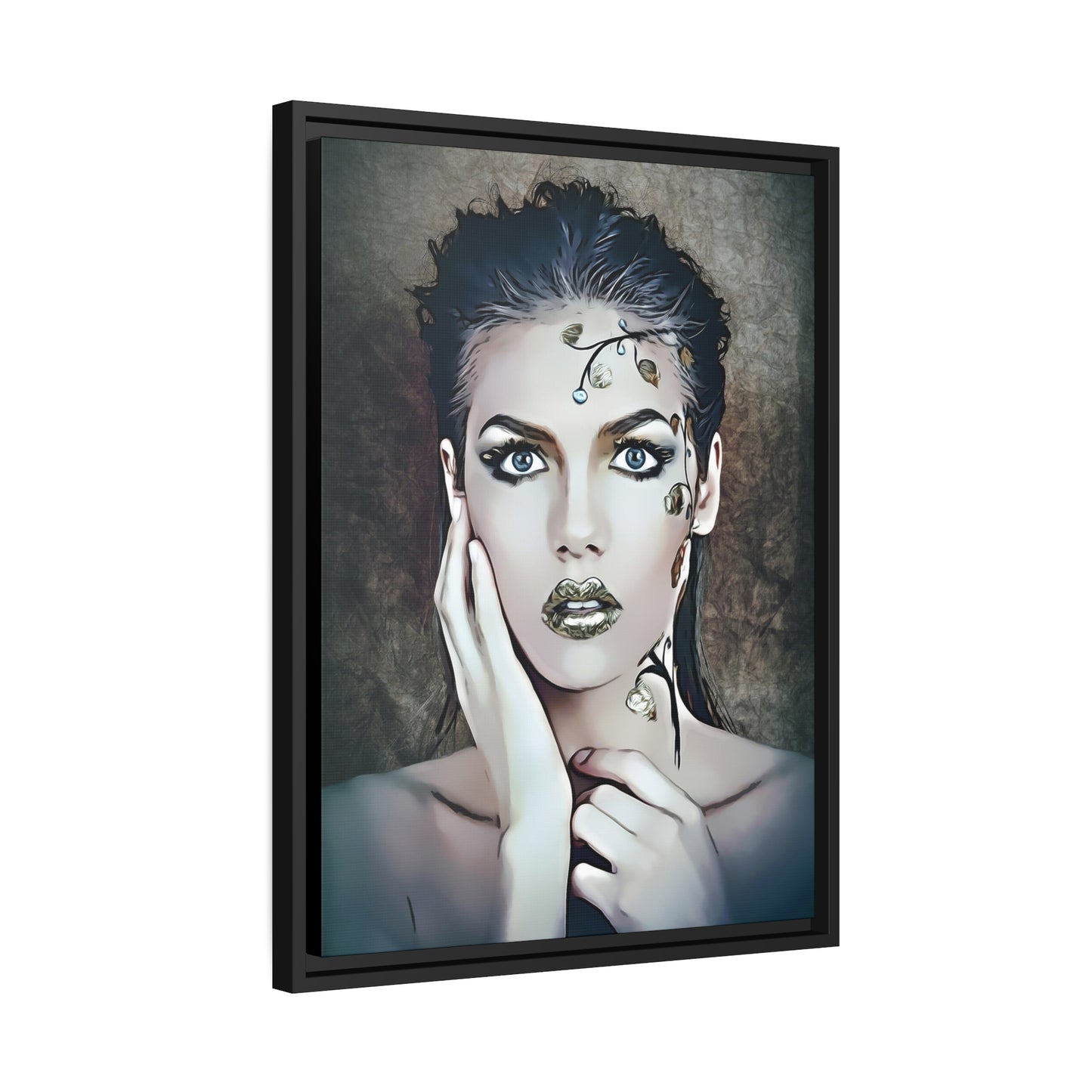 Woman Portrait Matte Canvas, Black Frame
