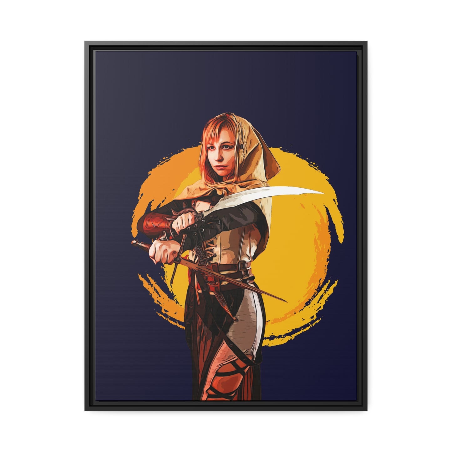 Cosplay Woman Warrior Matte Canvas, Black Frame