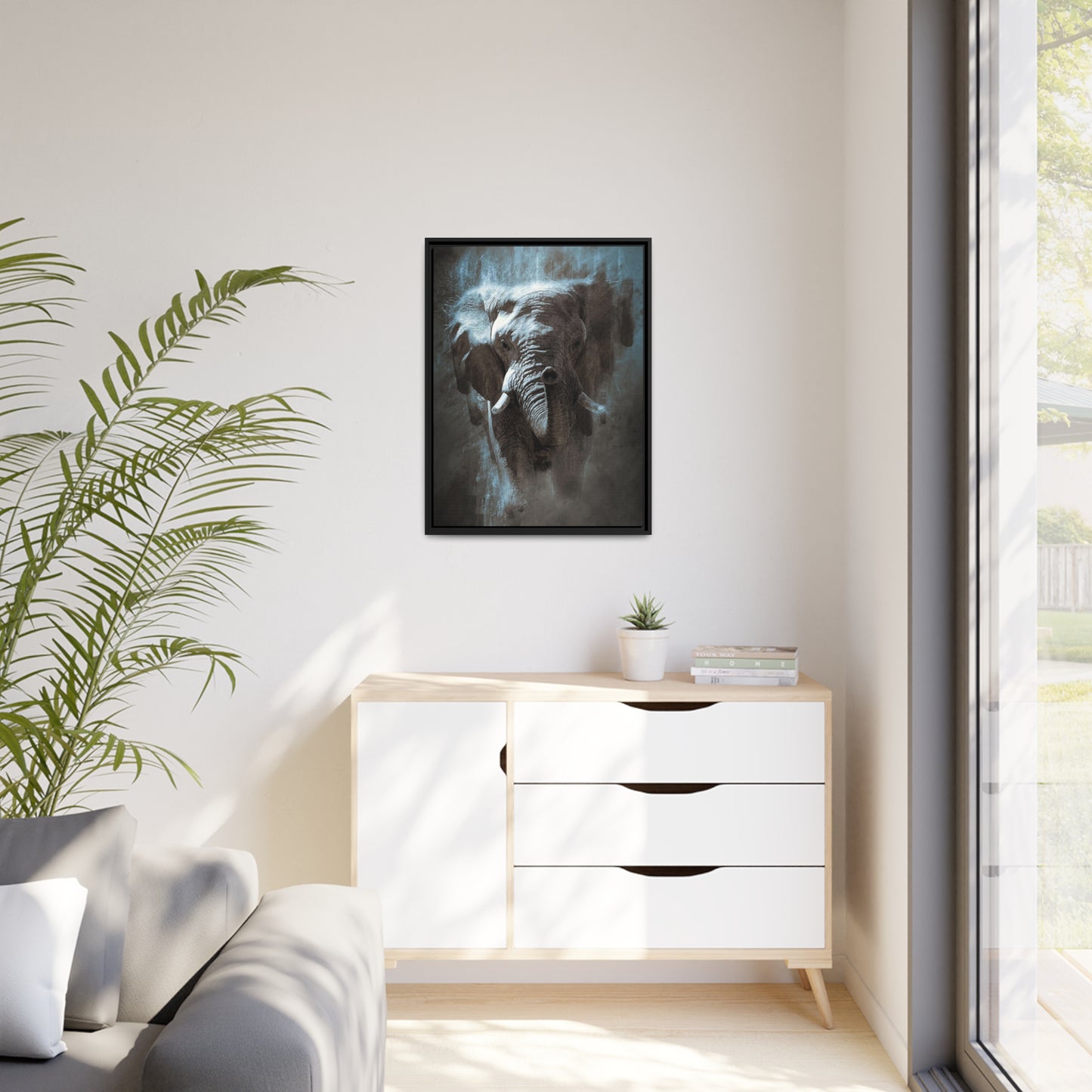 Elephant AI Gen Matte Canvas, Black Frame