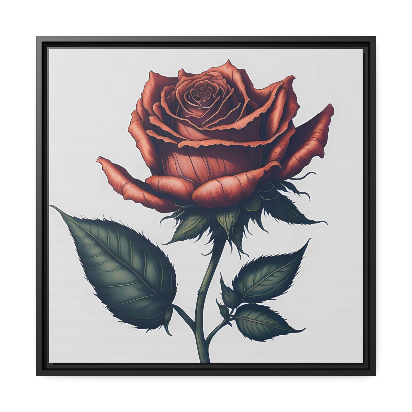 Rose AI Gen Matte Canvas, Black Frame