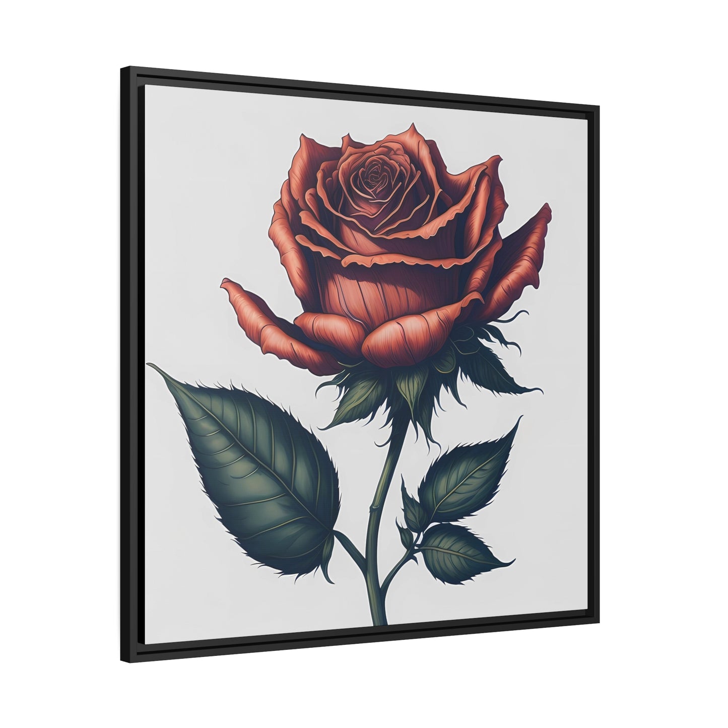 Rose AI Gen Matte Canvas, Black Frame