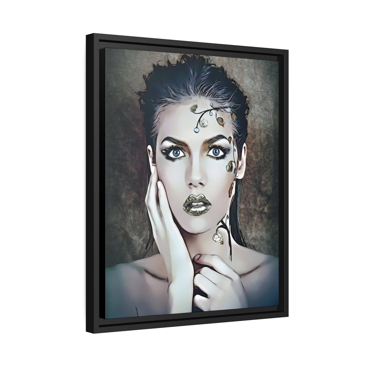 Woman Portrait Matte Canvas, Black Frame