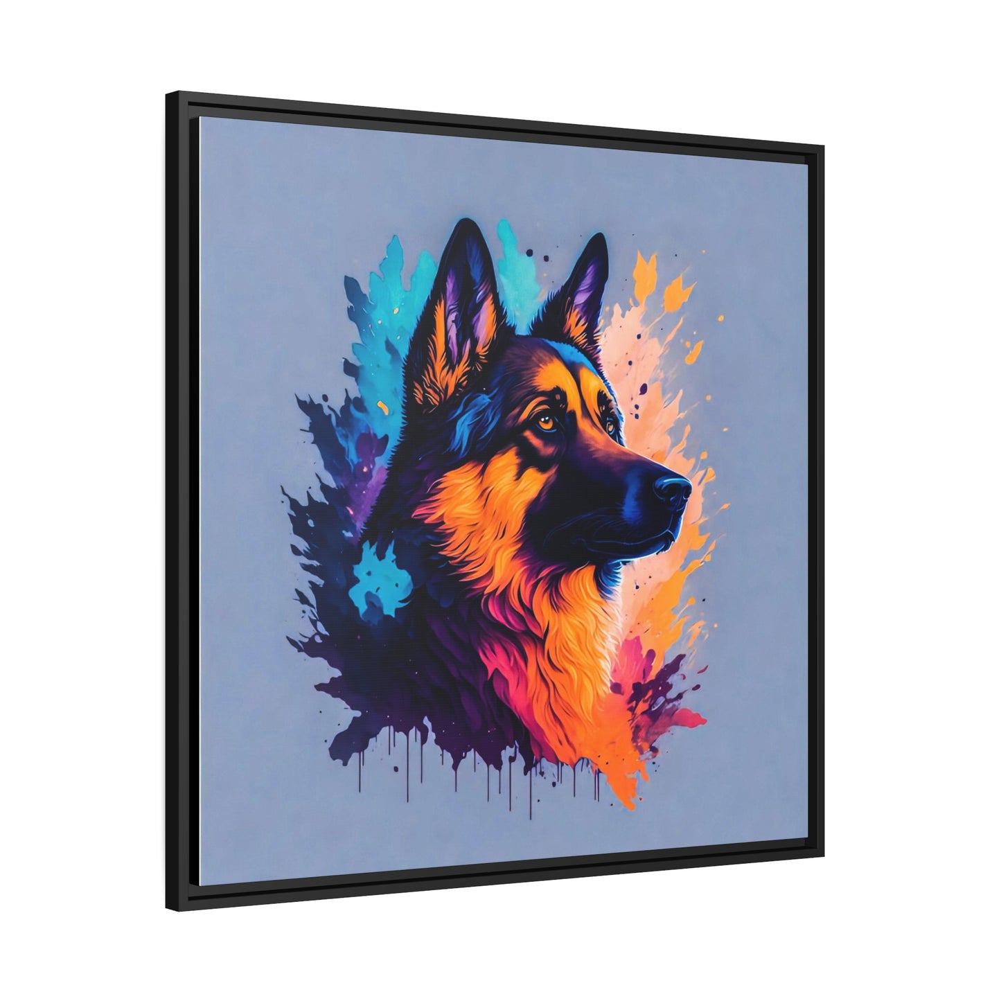 Shepherd Dog Matte Canvas, Black Frame