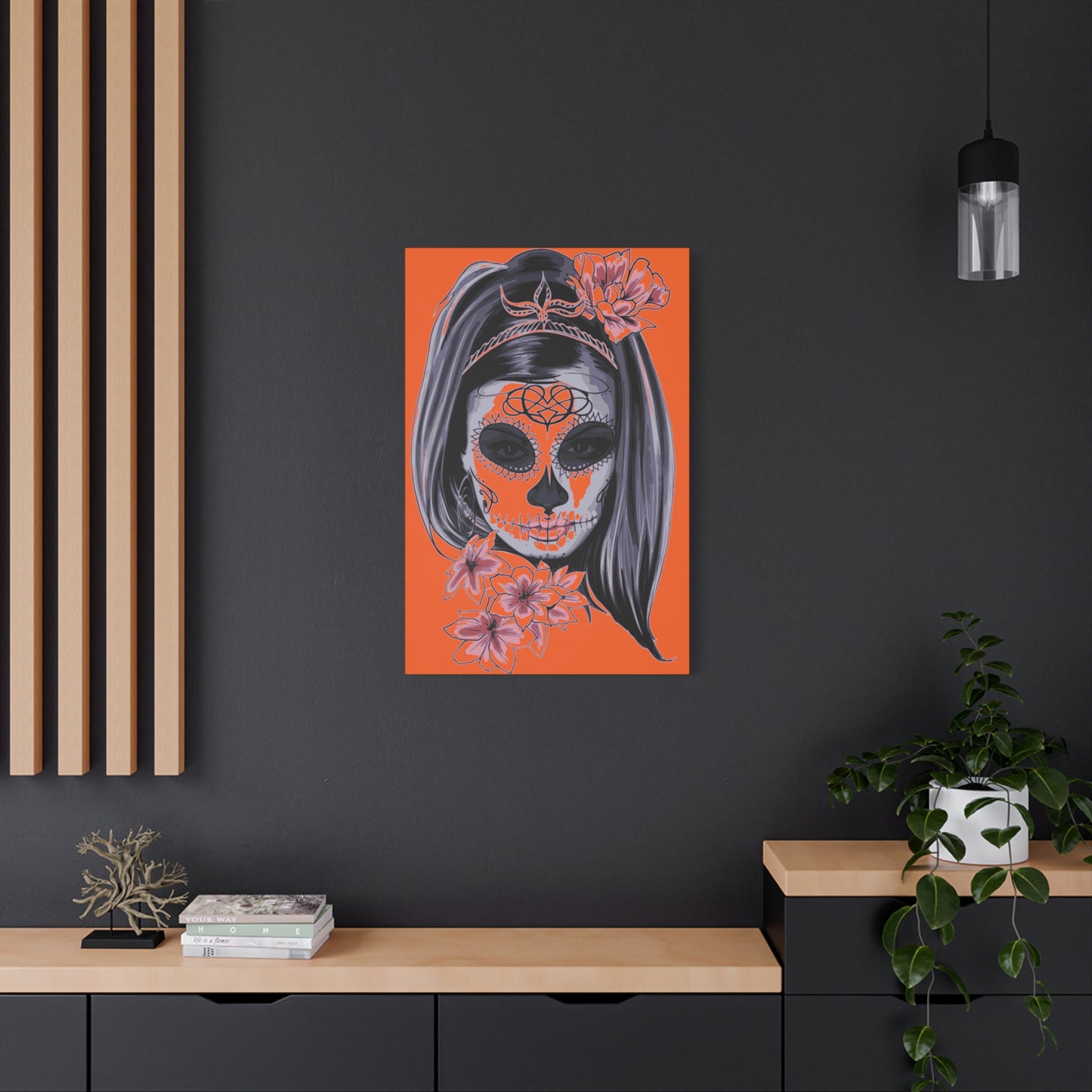 Lady Dead Mask Orange Matte Canvas, Stretched, 1.25"