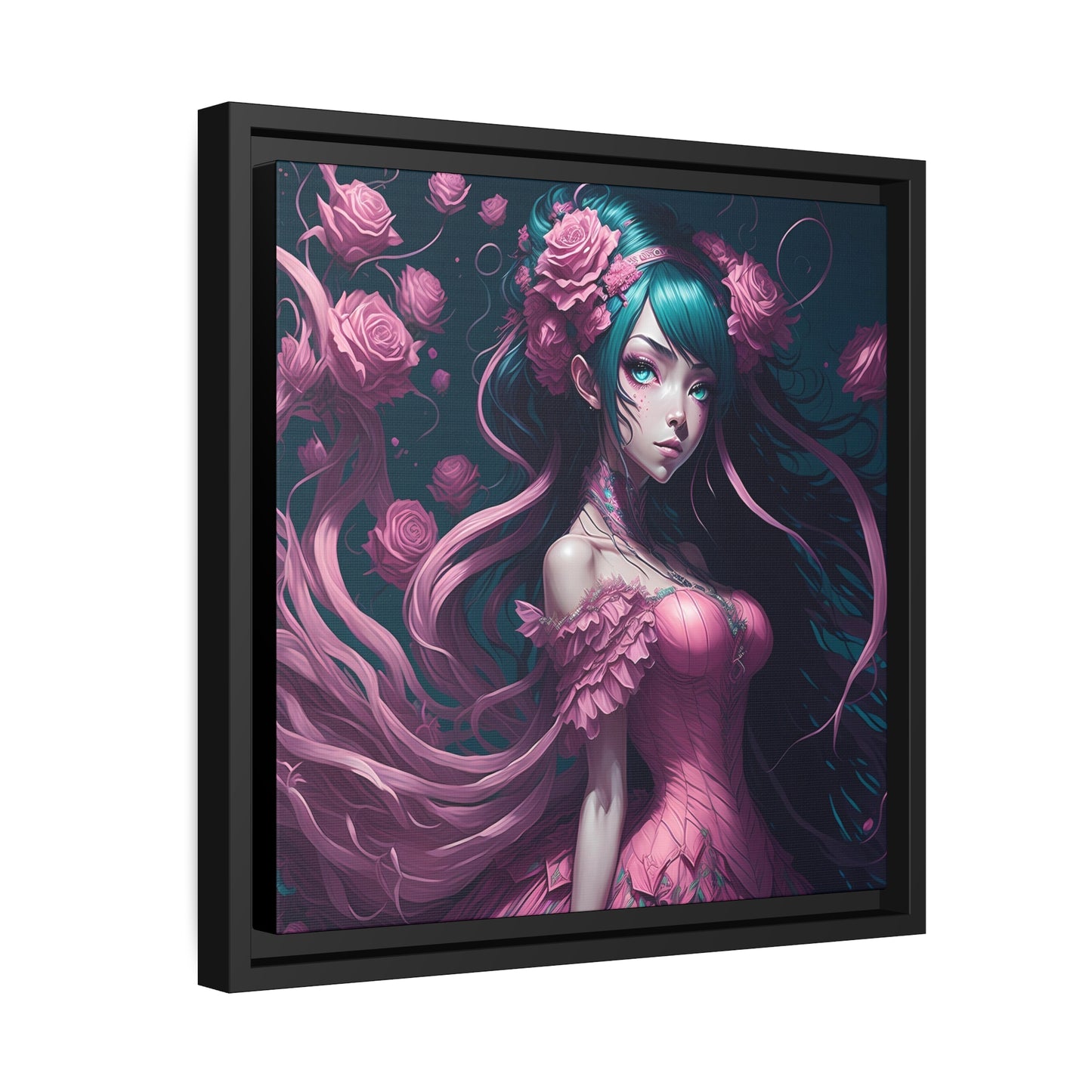 Lady Rose AI Gen Matte Canvas, Black Frame