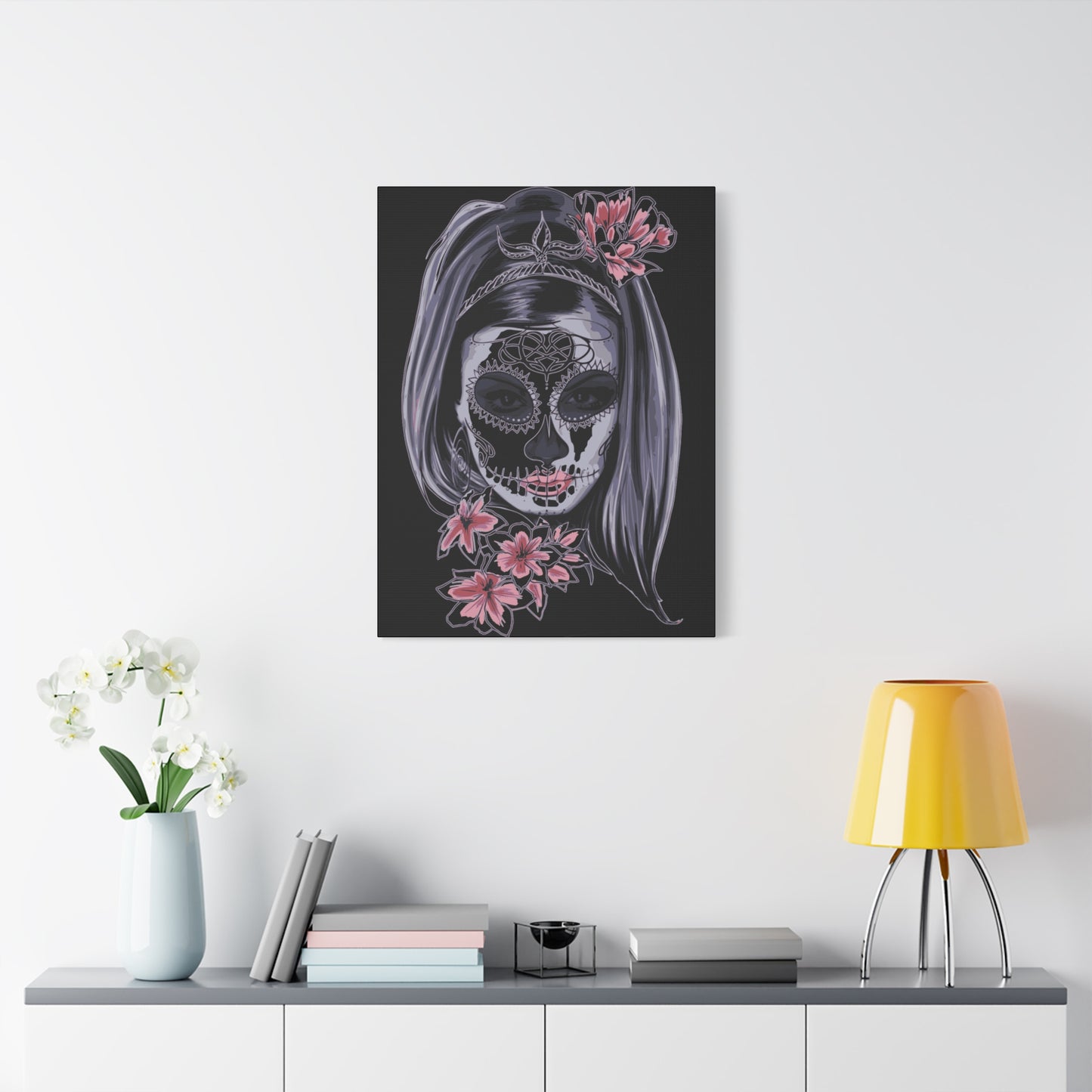 Lady Dead Mask Black Matte Canvas, Stretched, 1.25"