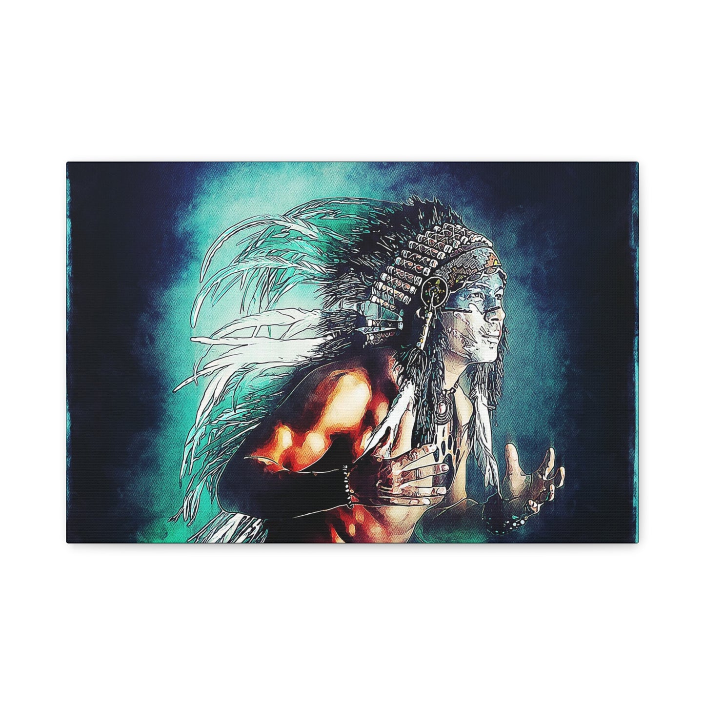First Nation Man Matte Canvas, Stretched, 1.25"
