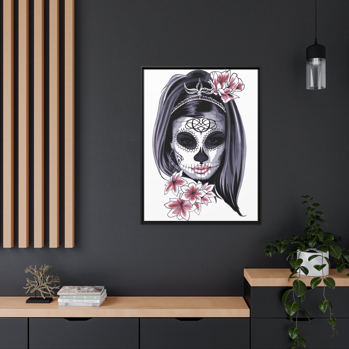 Lady Dead Mask White Matte Canvas, Black Frame
