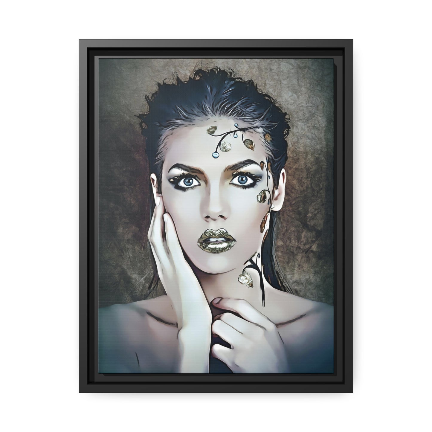 Woman Portrait Matte Canvas, Black Frame