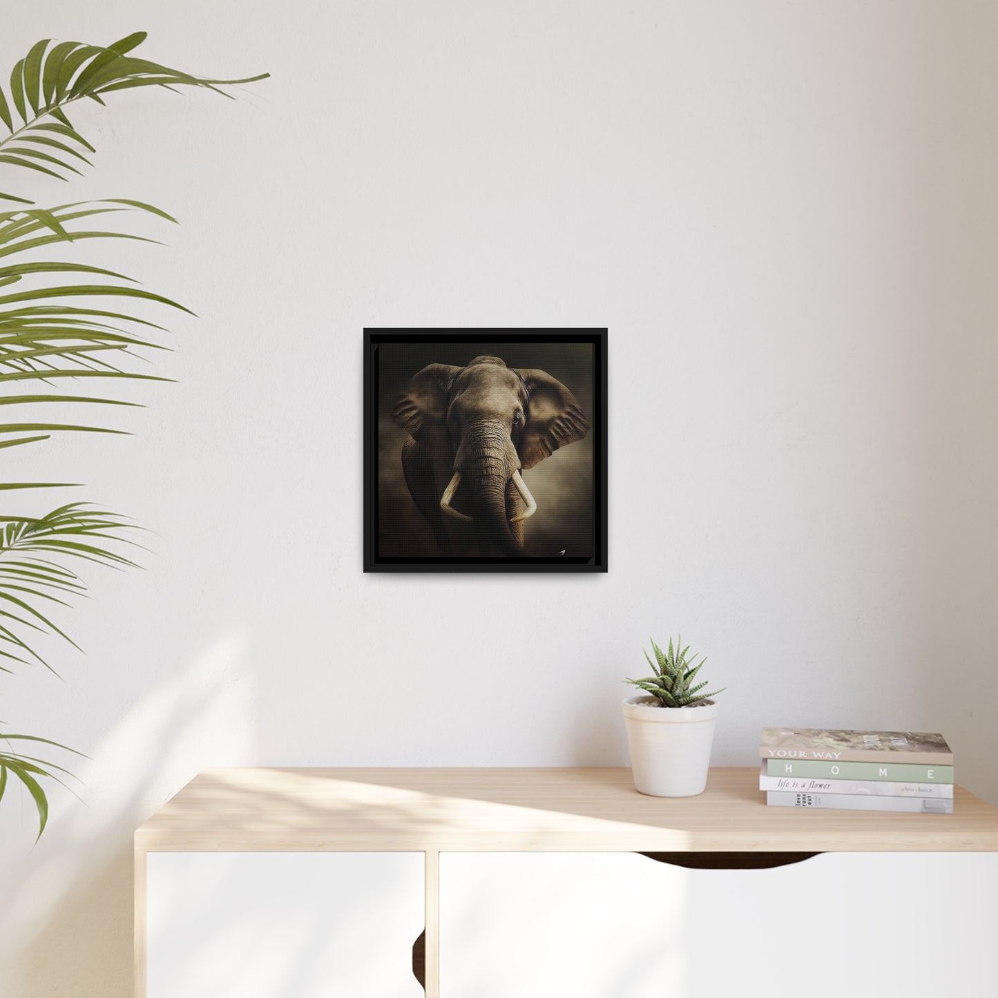Elephant Matte Canvas, Black Frame