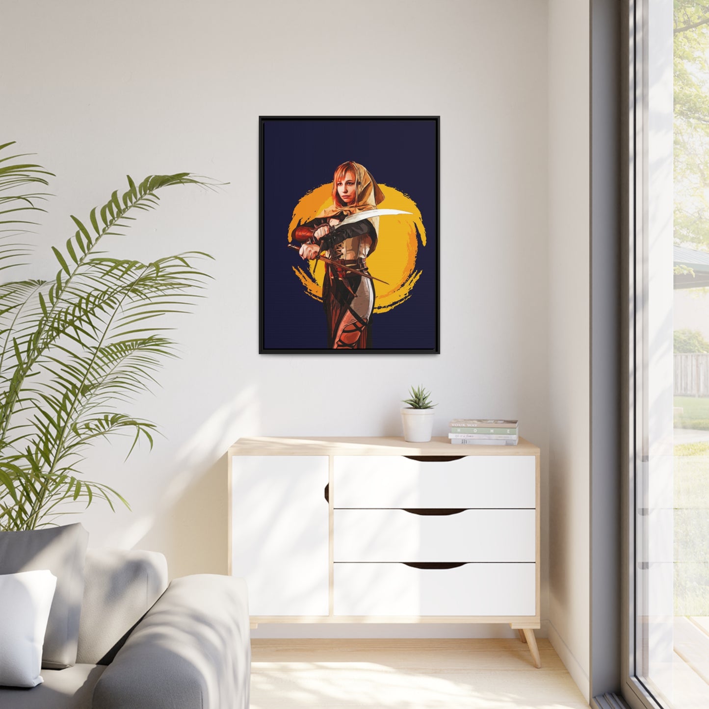 Cosplay Woman Warrior Matte Canvas, Black Frame