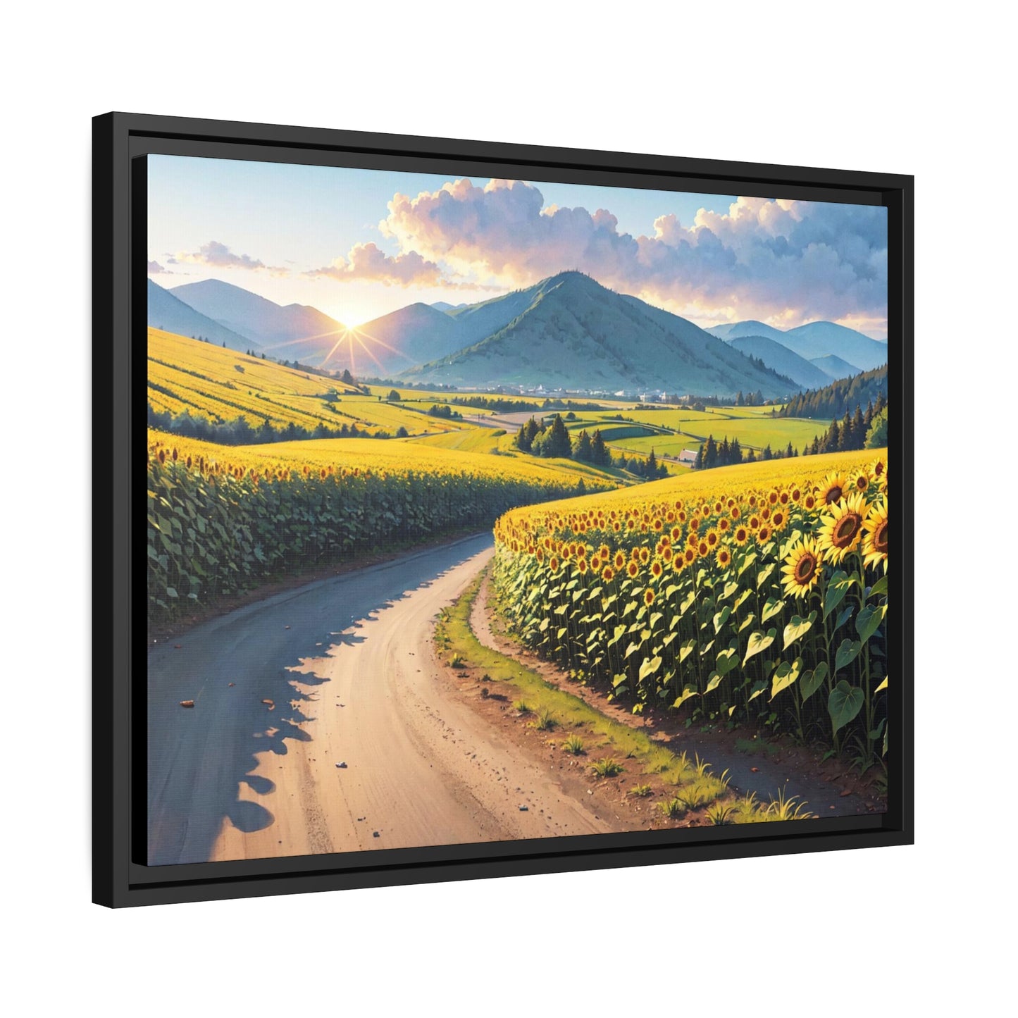 Sunflowers AI Gen Matte Canvas, Black Frame