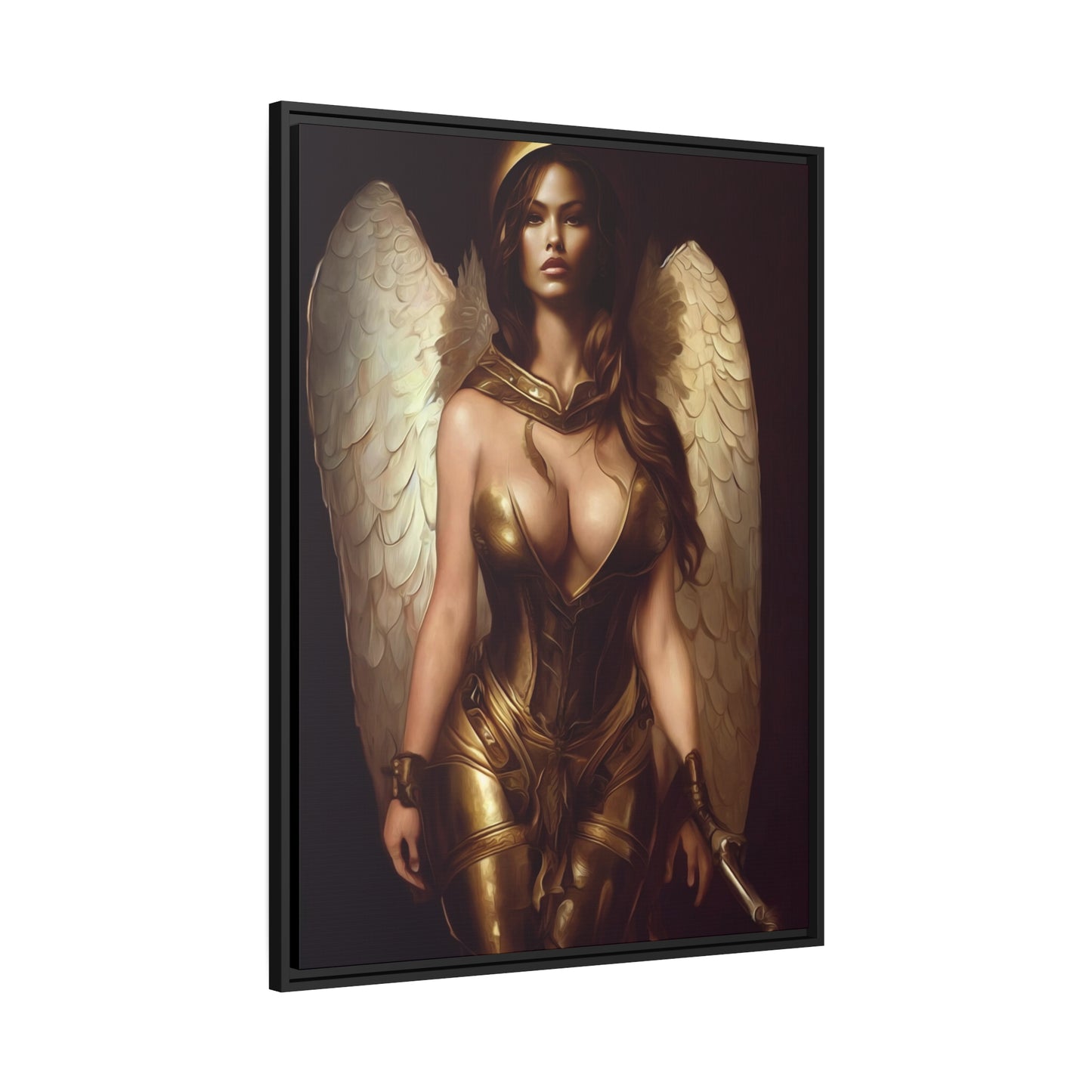 Woman Angel Warrior Matte Canvas, Black Frame