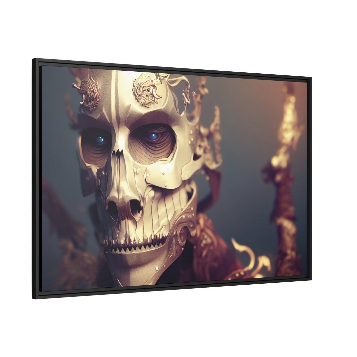 Skull AI Gen Matte Canvas, Black Frame