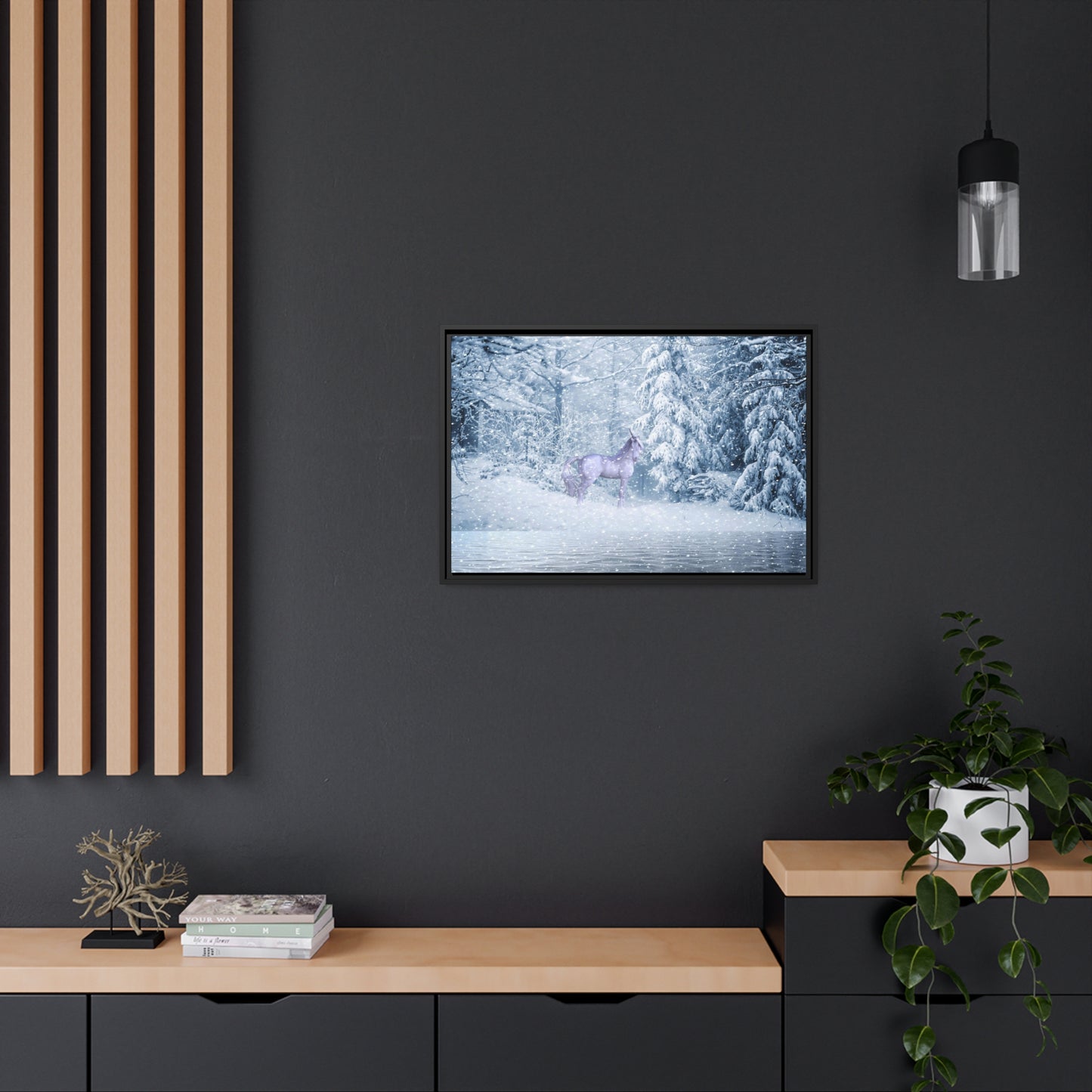 Mystic Unicorn Matte Canvas, Black Frame