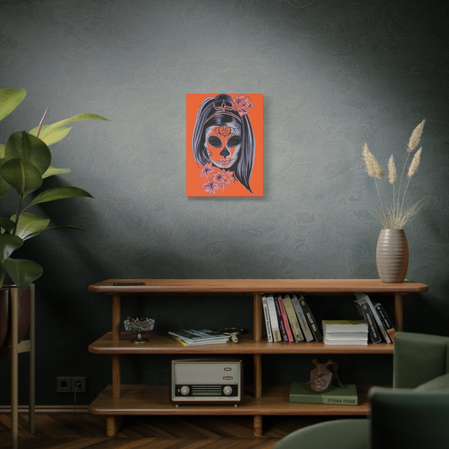 Lady Dead Mask Orange Matte Canvas, Stretched, 1.25"