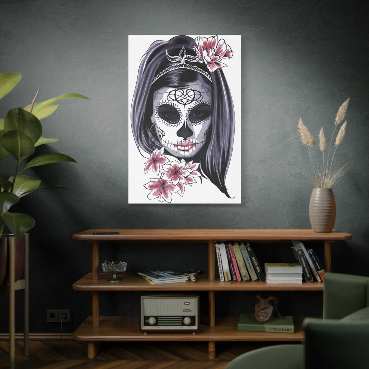 Lady Dead Mask White Matte Canvas, Stretched, 1.25"