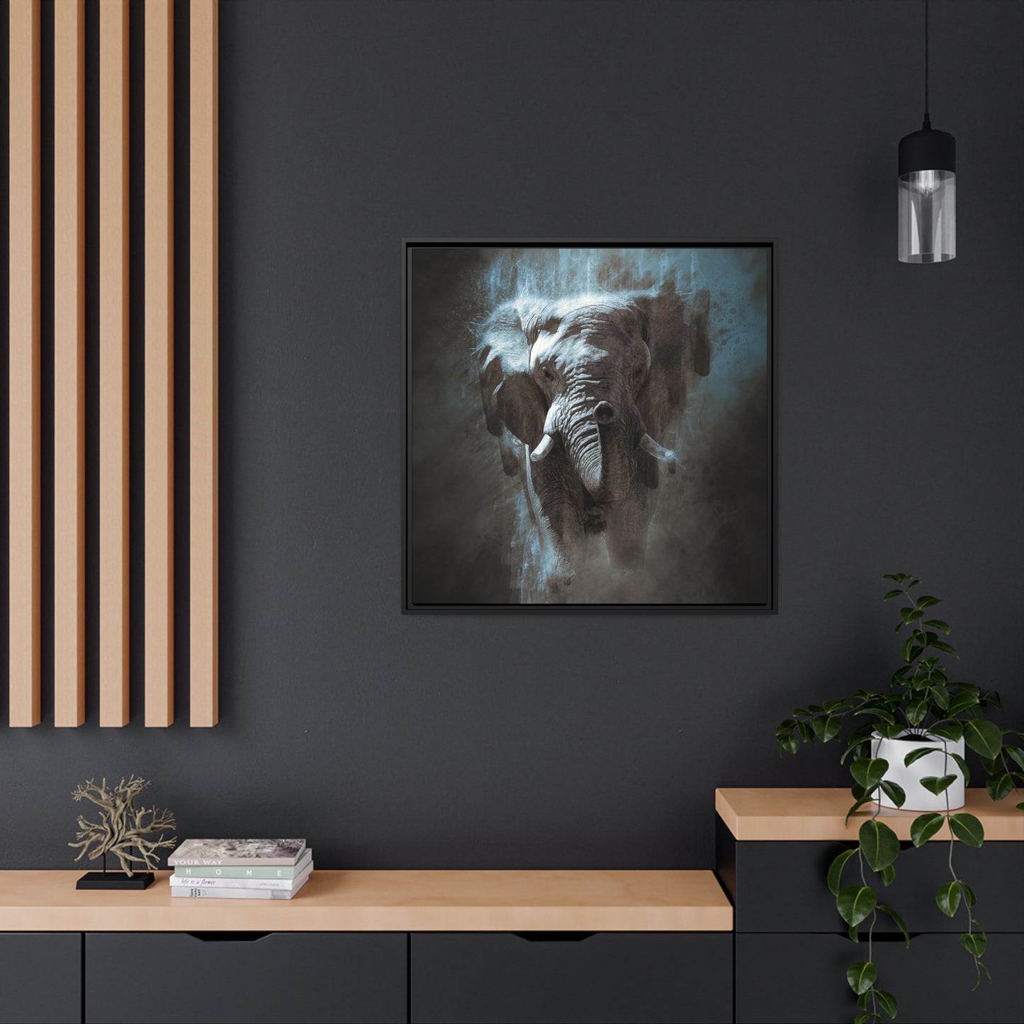 Elephant AI Gen Matte Canvas, Black Frame