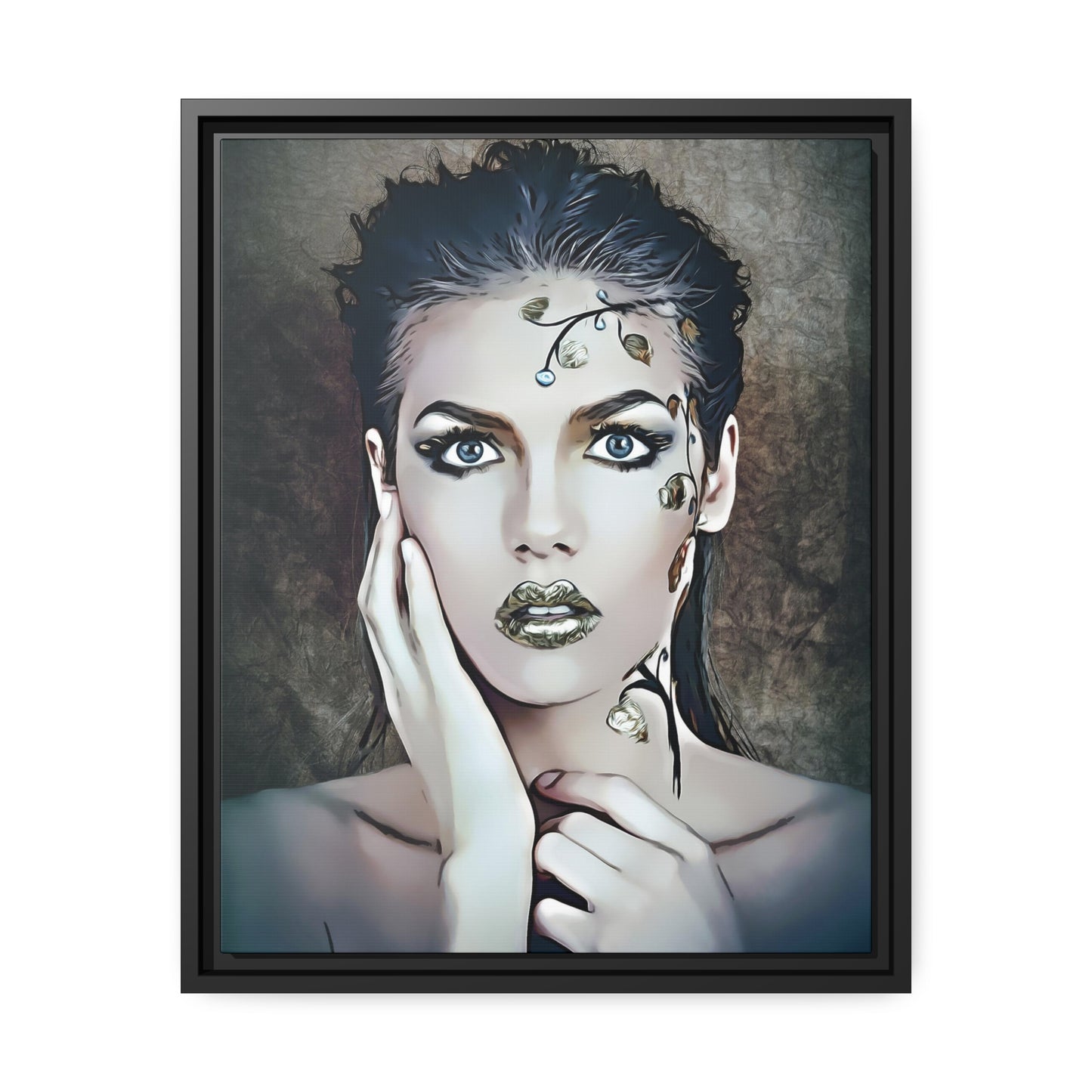 Woman Portrait Matte Canvas, Black Frame